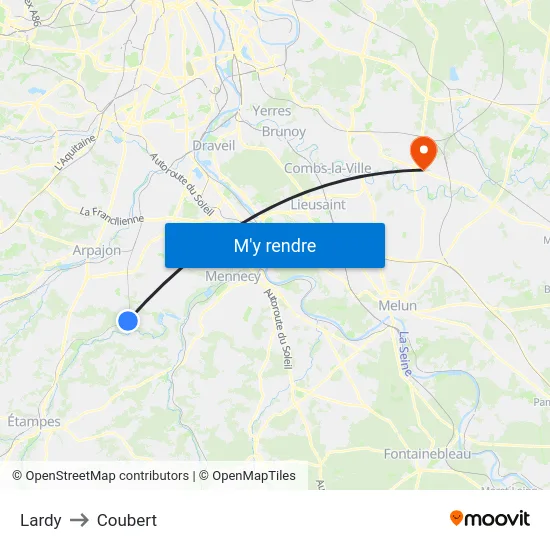 Lardy to Coubert map