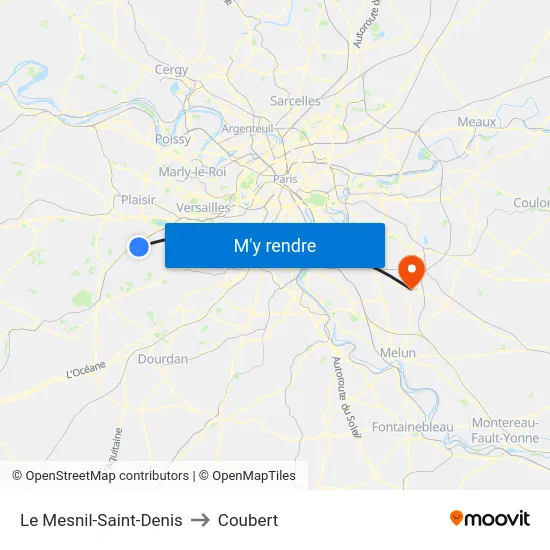 Le Mesnil-Saint-Denis to Coubert map