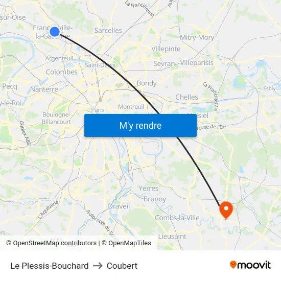 Le Plessis-Bouchard to Coubert map