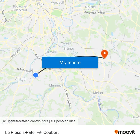 Le Plessis-Pate to Coubert map