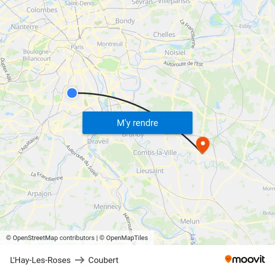 L'Hay-Les-Roses to Coubert map