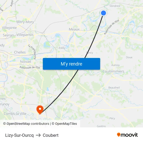 Lizy-Sur-Ourcq to Coubert map