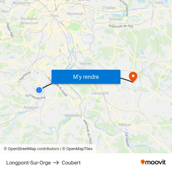 Longpont-Sur-Orge to Coubert map