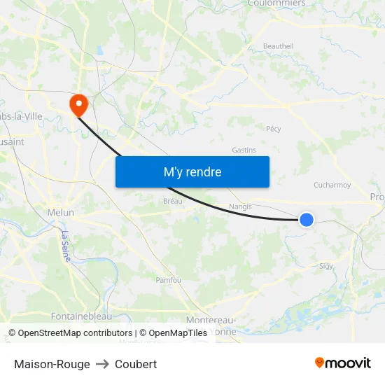 Maison-Rouge to Coubert map
