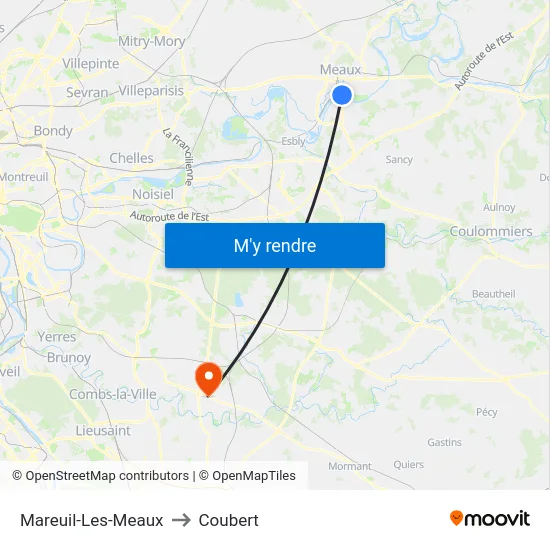 Mareuil-Les-Meaux to Coubert map