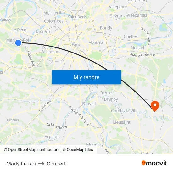 Marly-Le-Roi to Coubert map