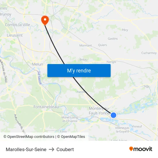 Marolles-Sur-Seine to Coubert map