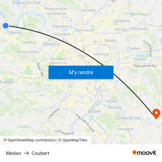 Medan to Coubert map
