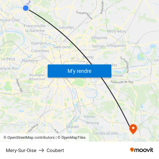 Mery-Sur-Oise to Coubert map