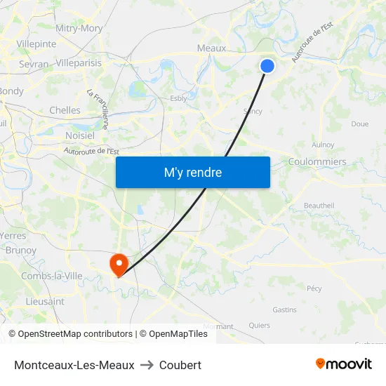Montceaux-Les-Meaux to Coubert map