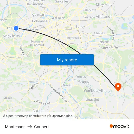 Montesson to Coubert map