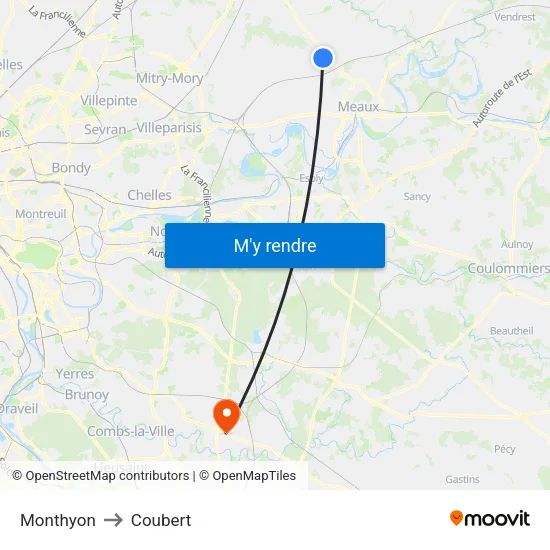 Monthyon to Coubert map