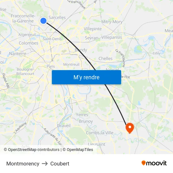 Montmorency to Coubert map