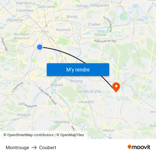 Montrouge to Coubert map