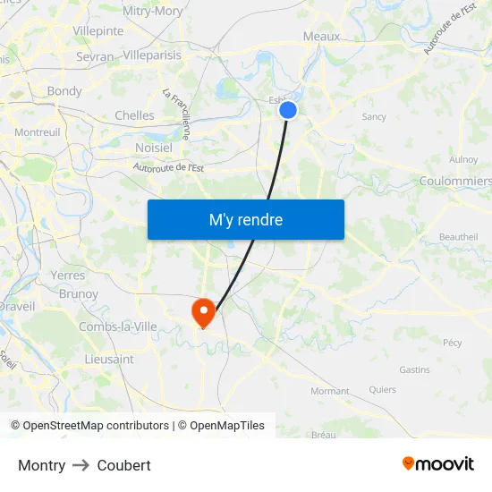 Montry to Coubert map