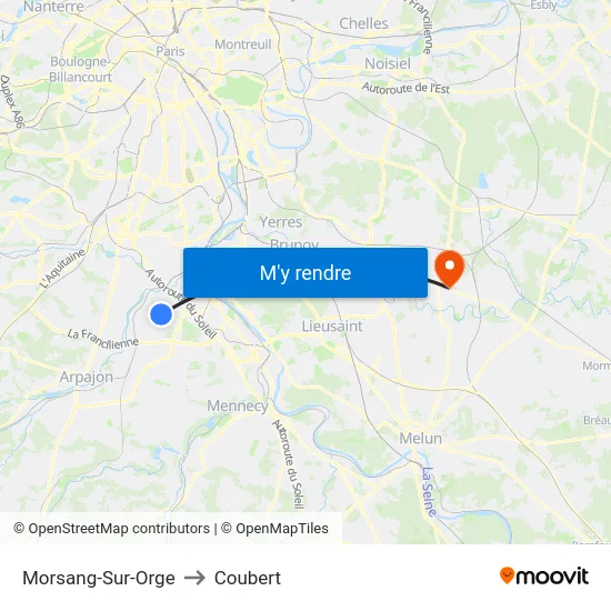 Morsang-Sur-Orge to Coubert map