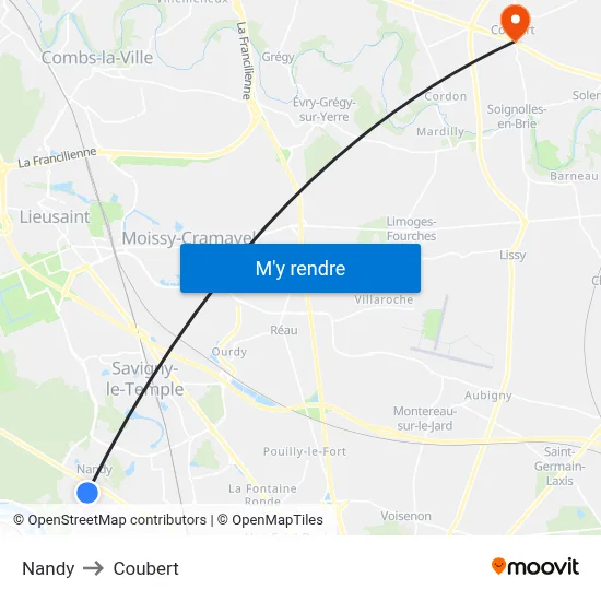 Nandy to Coubert map