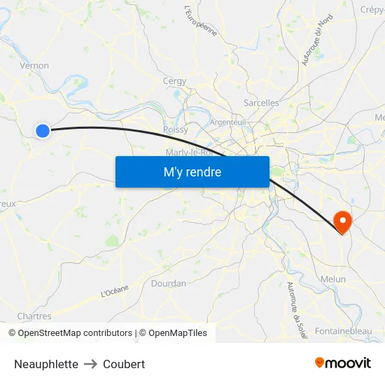 Neauphlette to Coubert map