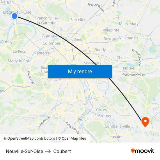 Neuville-Sur-Oise to Coubert map