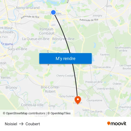 Noisiel to Coubert map