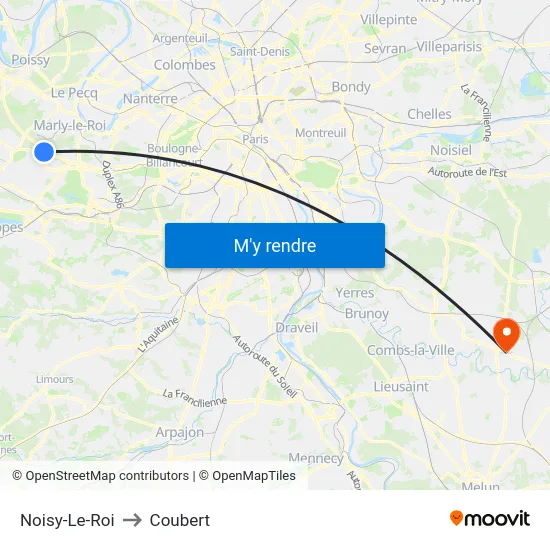 Noisy-Le-Roi to Coubert map