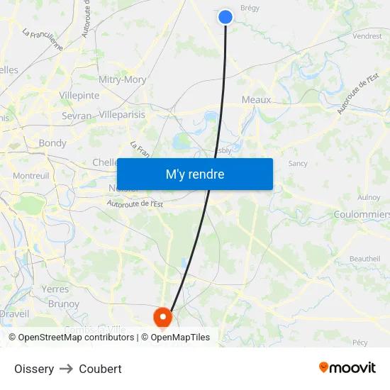 Oissery to Coubert map