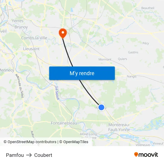 Pamfou to Coubert map