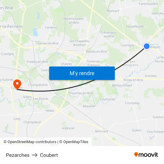 Pezarches to Coubert map