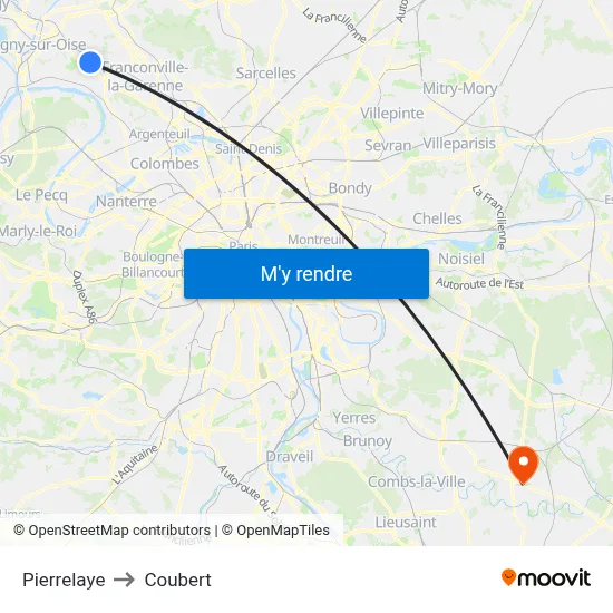Pierrelaye to Coubert map