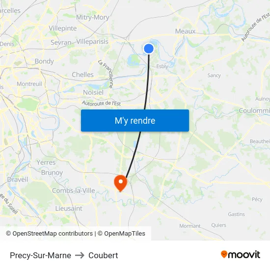 Precy-Sur-Marne to Coubert map