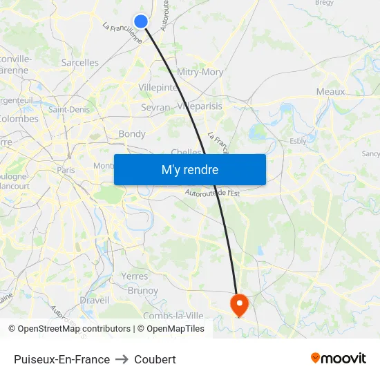 Puiseux-En-France to Coubert map