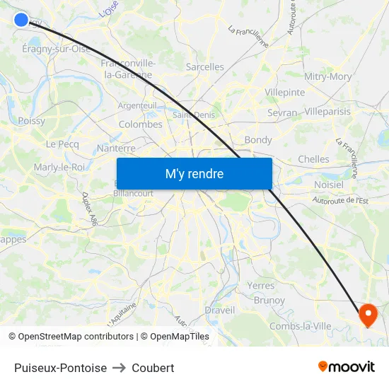 Puiseux-Pontoise to Coubert map