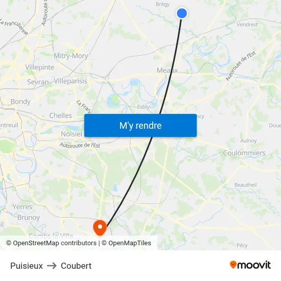 Puisieux to Coubert map