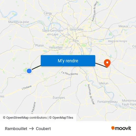 Rambouillet to Coubert map