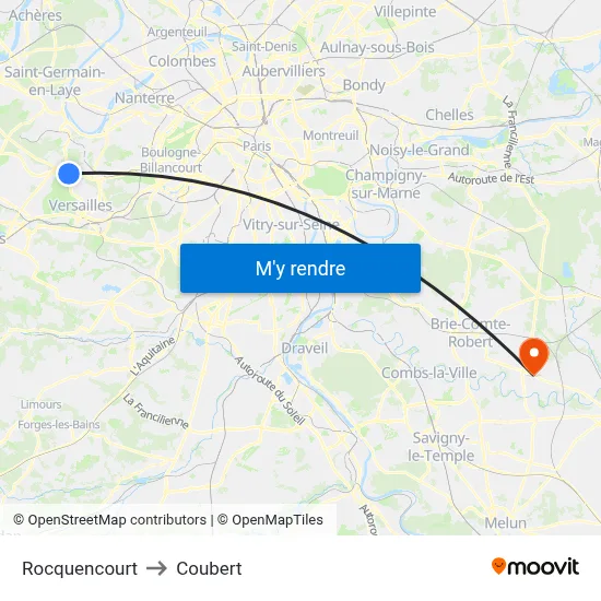 Rocquencourt to Coubert map