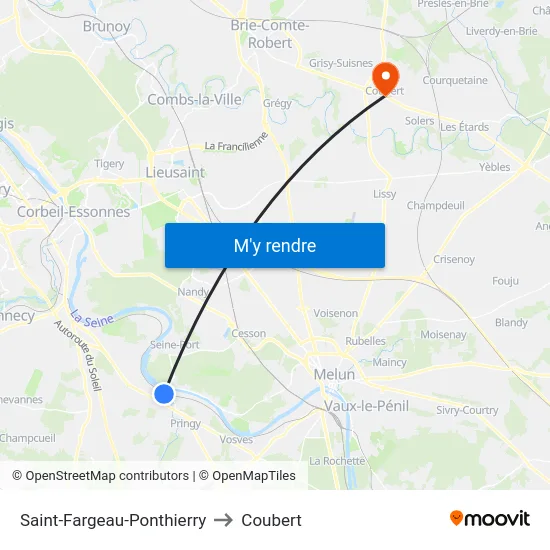 Saint-Fargeau-Ponthierry to Coubert map