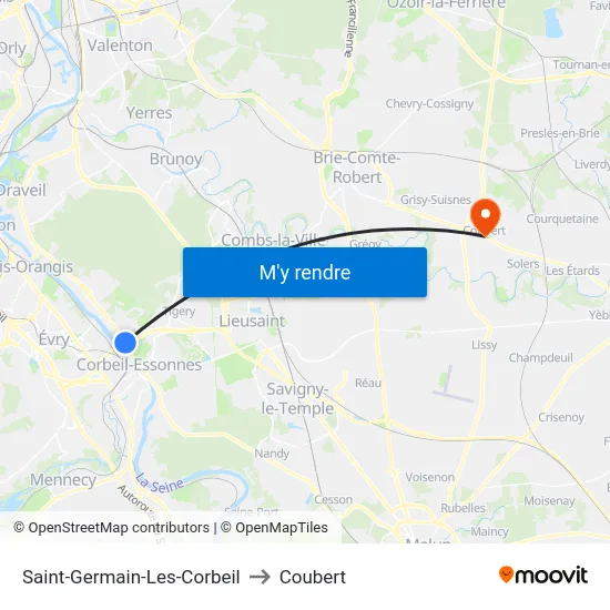 Saint-Germain-Les-Corbeil to Coubert map