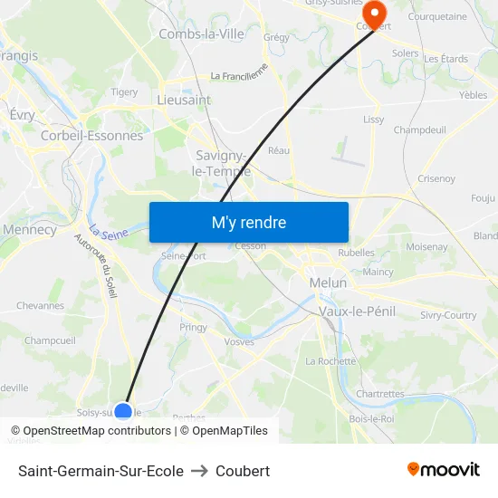 Saint-Germain-Sur-Ecole to Coubert map