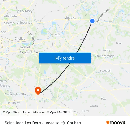 Saint-Jean-Les-Deux-Jumeaux to Coubert map