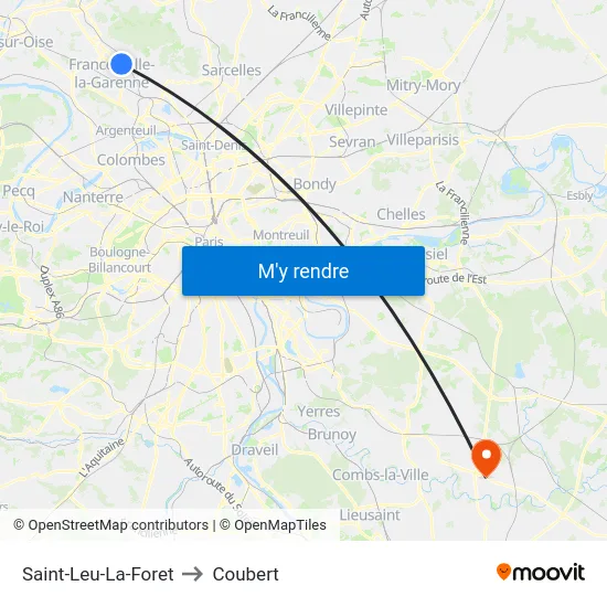 Saint-Leu-La-Foret to Coubert map