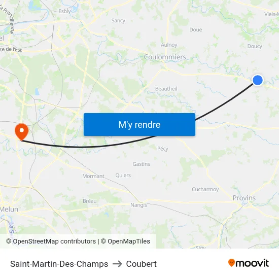Saint-Martin-Des-Champs to Coubert map