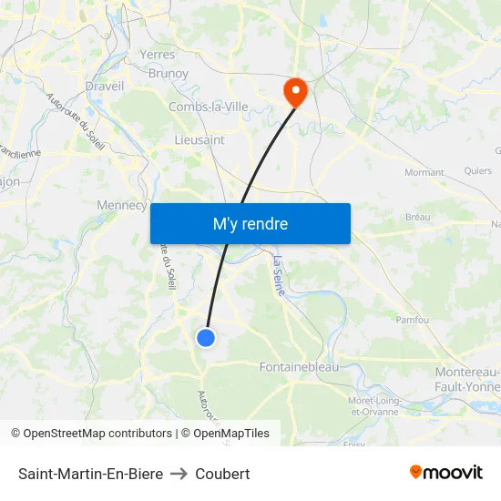Saint-Martin-En-Biere to Coubert map
