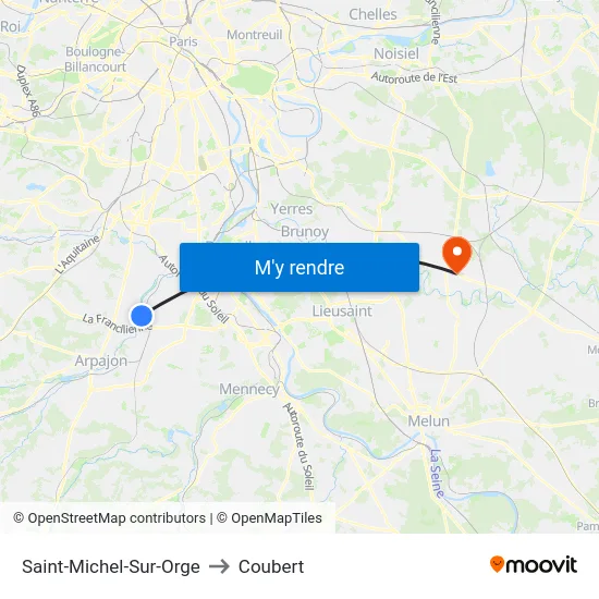 Saint-Michel-Sur-Orge to Coubert map