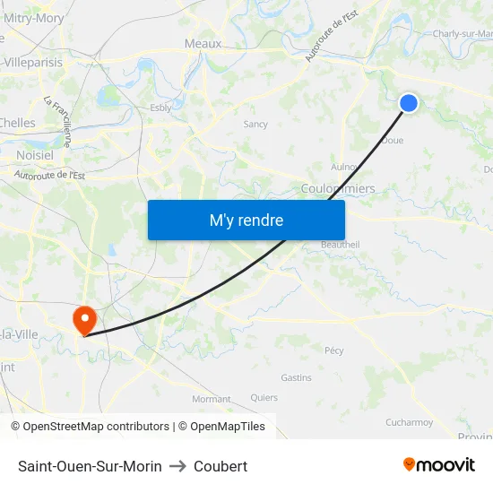 Saint-Ouen-Sur-Morin to Coubert map