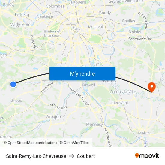 Saint-Remy-Les-Chevreuse to Coubert map