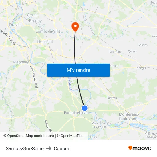 Samois-Sur-Seine to Coubert map