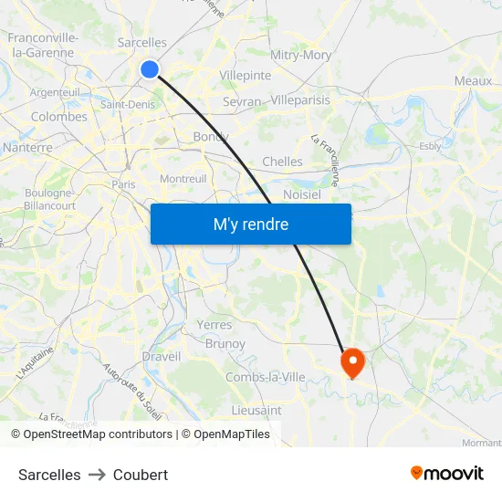 Sarcelles to Coubert map