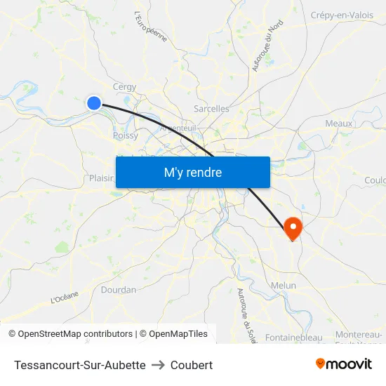Tessancourt-Sur-Aubette to Coubert map
