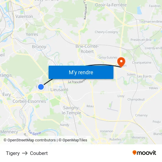 Tigery to Coubert map