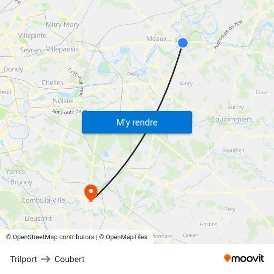 Trilport to Coubert map